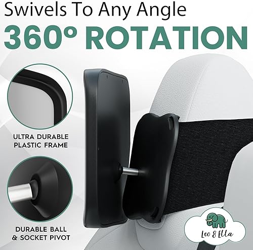 Miniatura 2 de Leo and Ella - Espejo de coche de bebé pendiente de patente para reposacabezas fijo, compatible con Tesla, espejo inastillable con soporte de banda