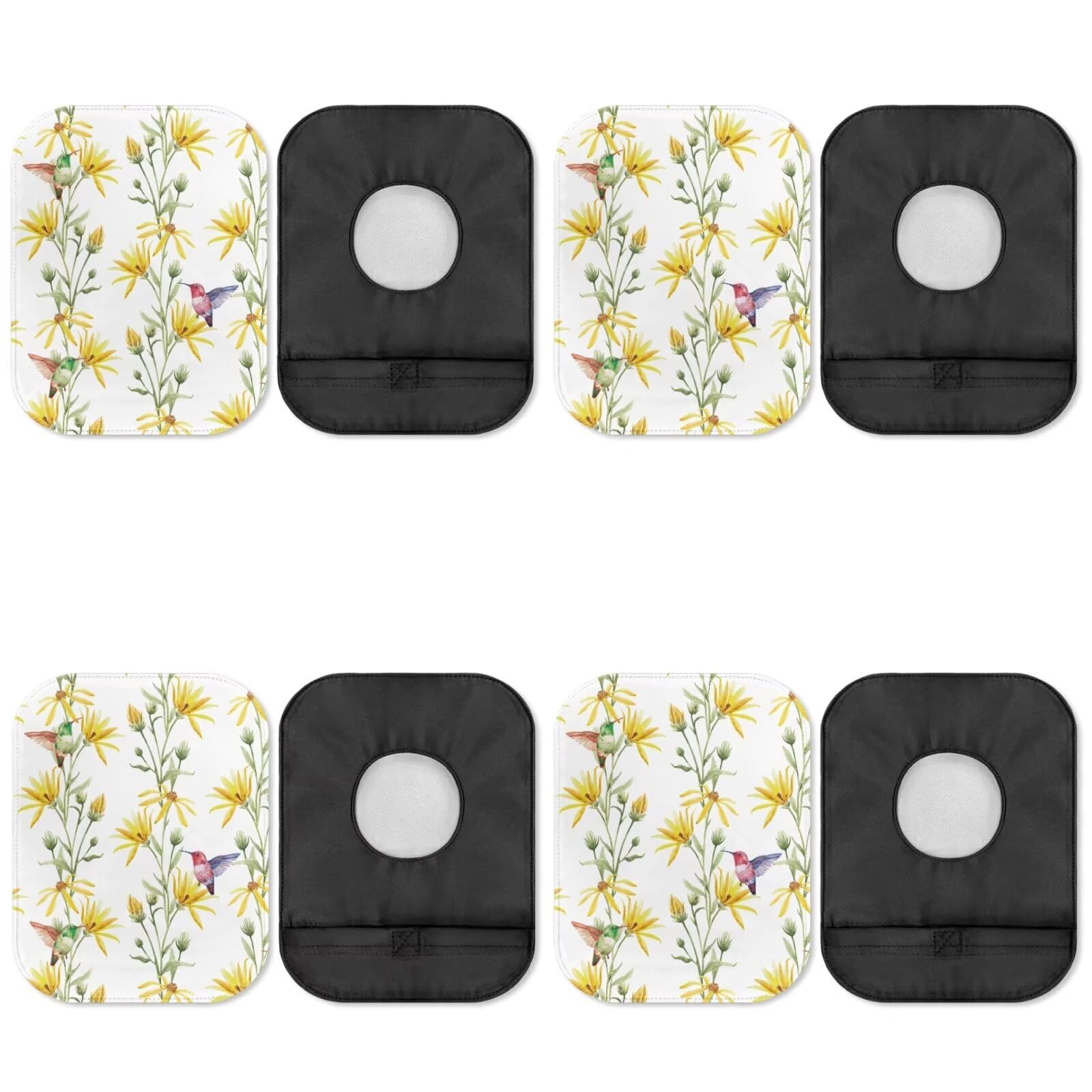 Uorisanigo 4 Pack Ostomy Pouch Cover Soft Fabric Colostomy Supplies Yellow Floral Bird Odor Reducing Lightweight Ostomy Pouch Protective Bags Cover Care Protector for Senior