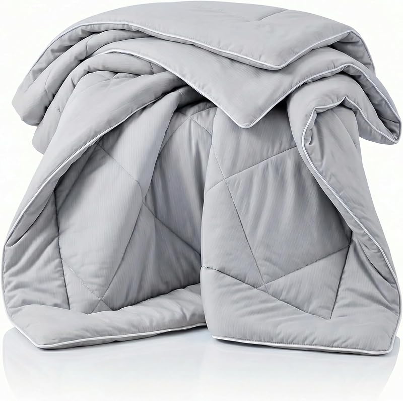 COOLMAX® Cooling Comforter Queen Size - Branded Moisture-Wicking Fiber by INVISTA, Q-MAX 0.4 Instant Chill for Hot Sleepers, Dual-Sided Breathable Down-Alt, OEKO-TEX Certified, 90x90 Grey
