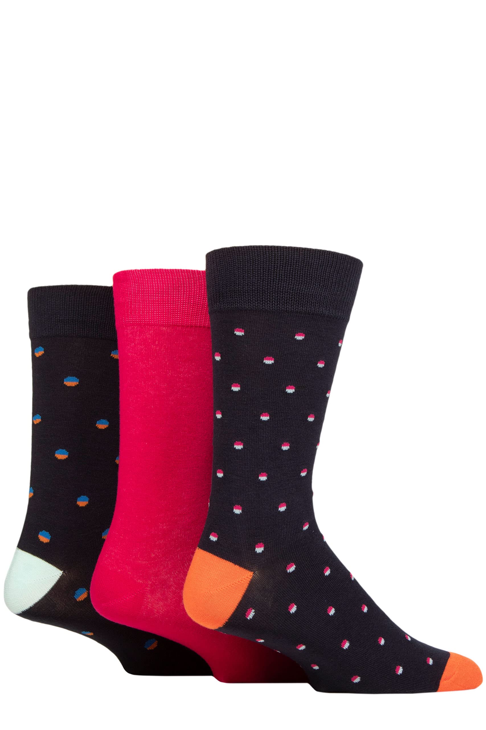 Glenmuir Mens Patterned Bamboo Socks Pack of 3 Spots Navy 7-11
