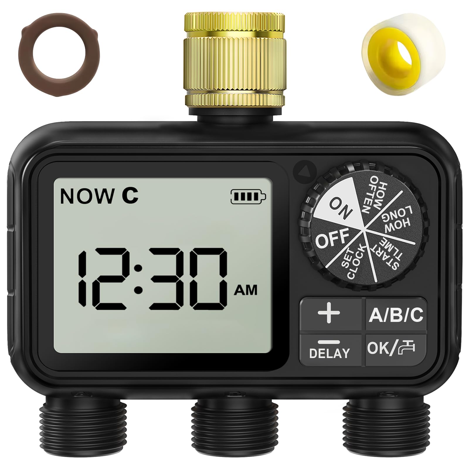Xtsuen Water Timers for irrigation, Hose Timer with Rain Delay/Automatic & Manual Mode, Sprinkler Timer for Garden IPX5 Waterproof/Large Screen LCD Display