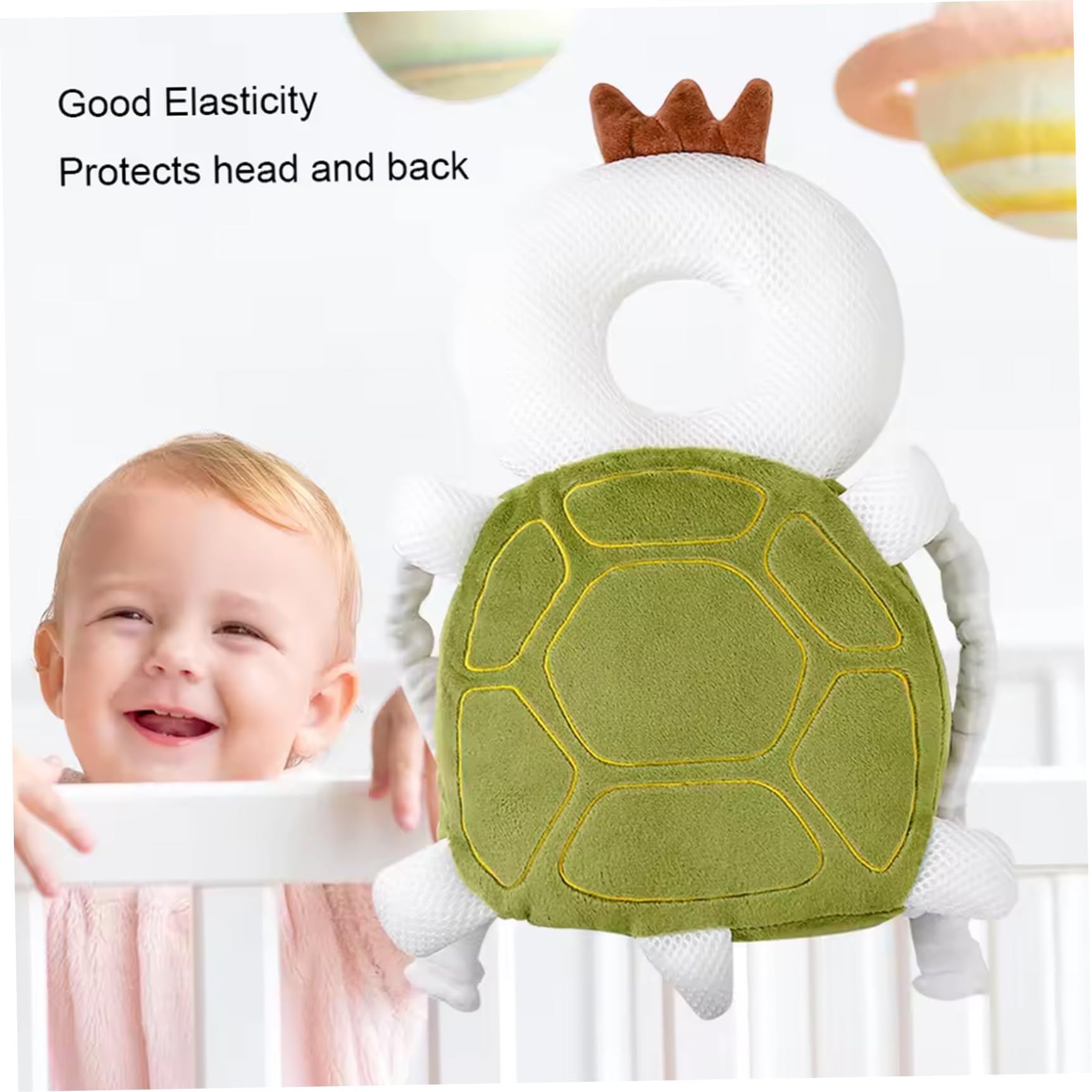 Sac à dos pour bébé - Tortue douce - Protection de tête avec sangle réglable pour marcher et ramper en toute sécurité