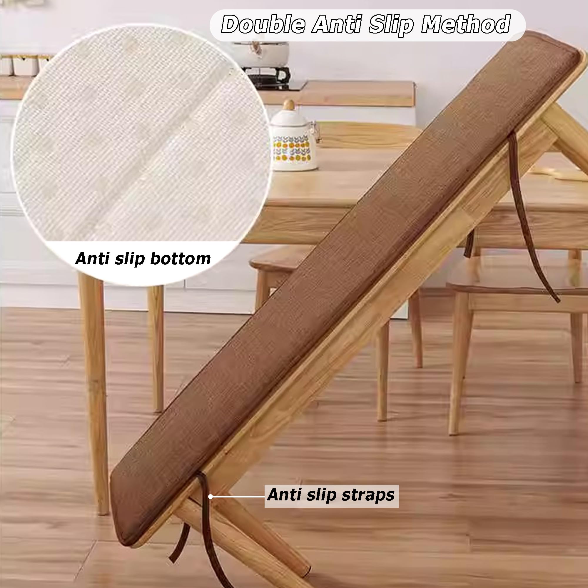Indoor Sitz, rutschfest, waschbar, für Küche, Esszimmer, divano, Fensterbank, Sitzpolster, 110x40x1,5 cm, Grau, perfekt für Café & Terrasse.