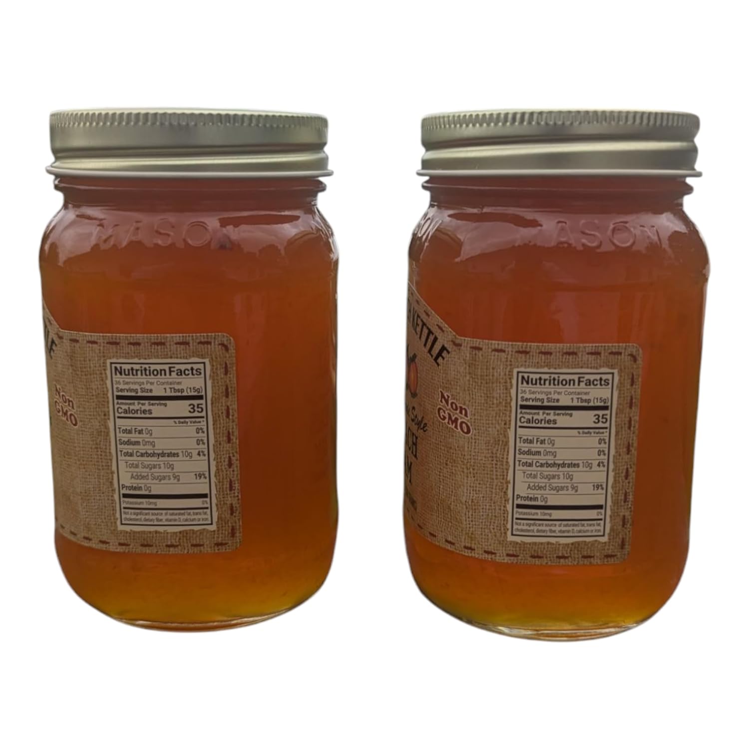 The Dutch Kettle Amish Homemade Peach Jam - 2 Pack (18 oz Jars) - Crafted from the Finest Ingredients, Non-GMO, Preservative-Free - Traditional Recipe for Authentic Flavor