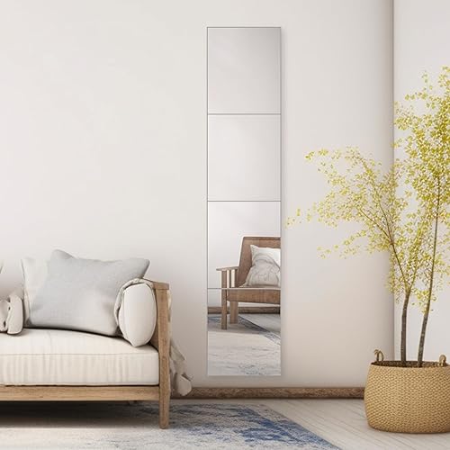 Miniatura 5 de Espejos de pared, azulejos de espejo de pared de vidrio de 12 x 10 pulgadas (4 unidades), espejo grande de cuerpo completo para gimnasio en casa,