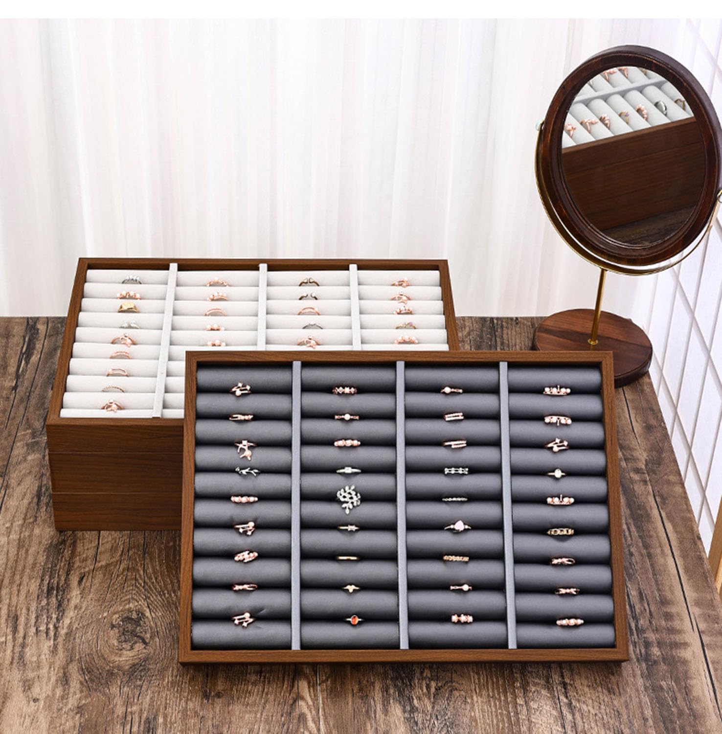 Bandeja organizadora para anillos pendientes, bandejas exhibir joyas hogar | Caja expositora de gran capacidad para niñas y mujeres, soporte para pulsera para feria en el hogar