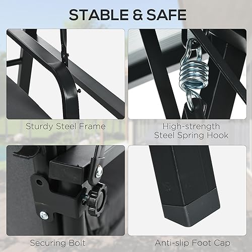 Miniatura 5 de Outsunny Silla de columpio de 3 plazas para patio, columpio al aire libre convertible con cojines, toldo de policarbonato ajustable para porche,