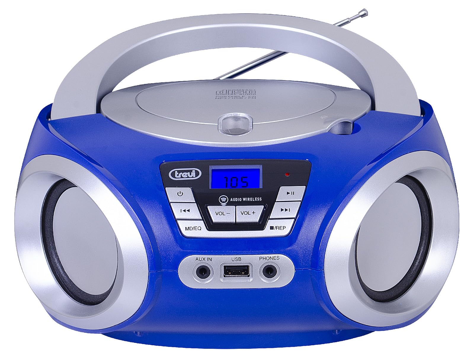 Trevi CMP 544 BT Stereo Portatile Wireless Lettore CD USB AUX-IN Boombox Compatto Display LCD Retroilluminato Doppia Alimentazione Rete Batteria Bianco