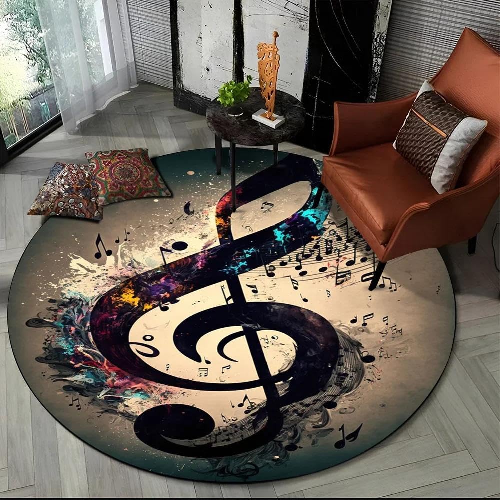 Tapis de bureau antidérapant en flanelle musique 3D pour sol