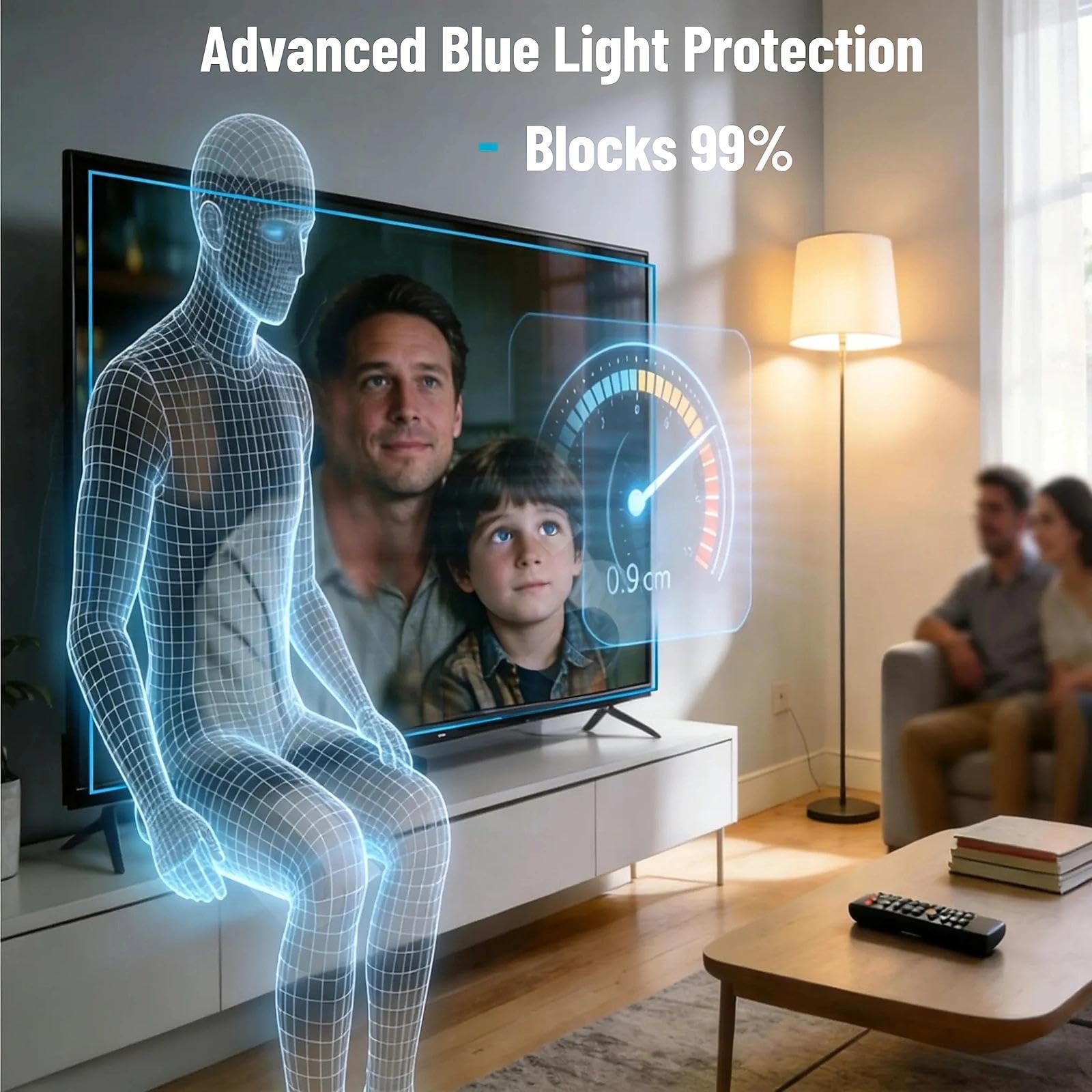 Matte TV Anti-Glare Film 32–75-Inch Tv Screen Protector With Blue Light Blocking Scratch Resistance HD Transparency Eye-Caring Bubble-Free Installation for LED/LCD Smart TV (49 inch 1075x604mm)