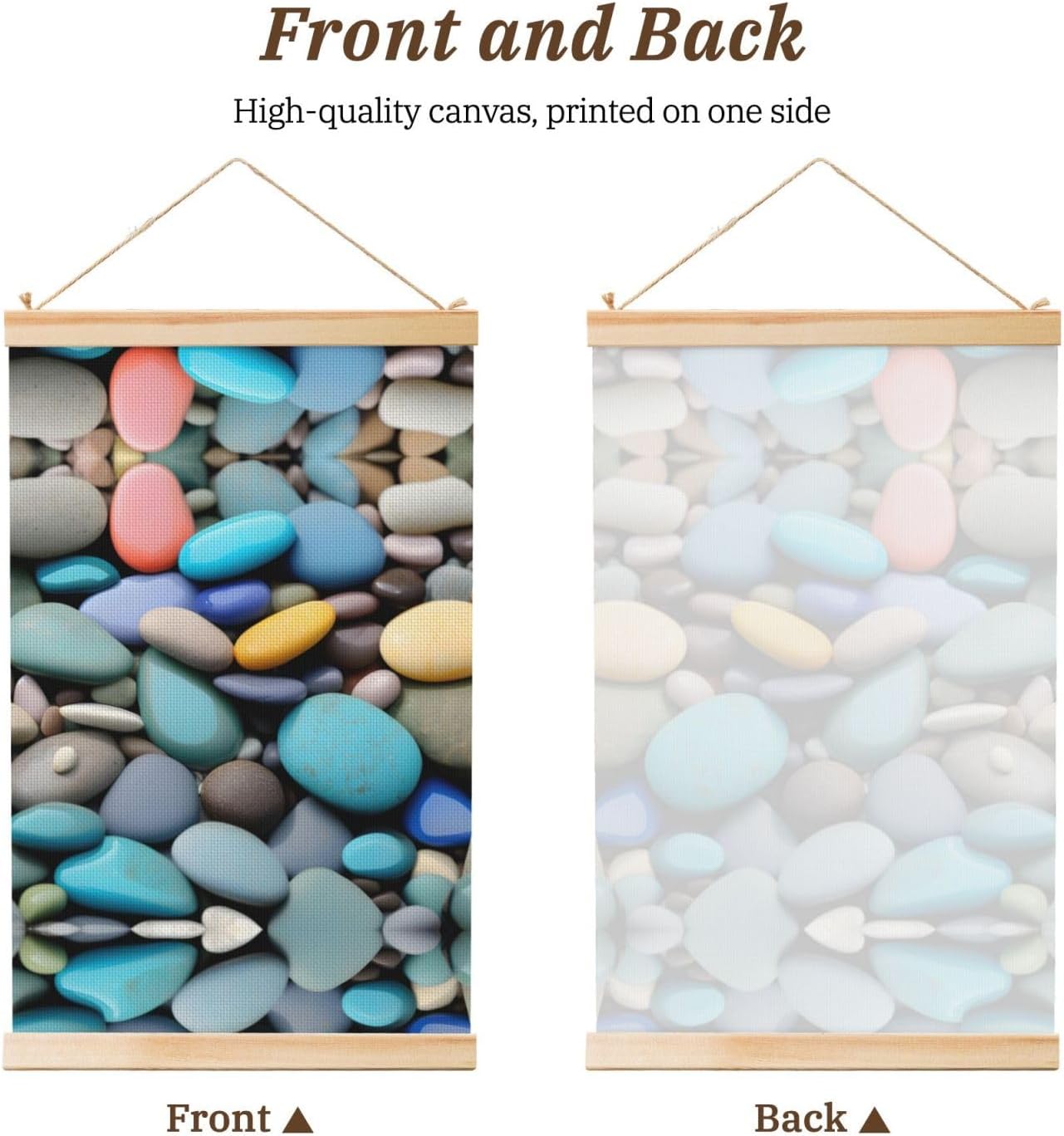 Colored Pebbles Print Poster Hanger,Hanging Poster, Poster Frame,Wood Poster Hanger, For Wall Hanging