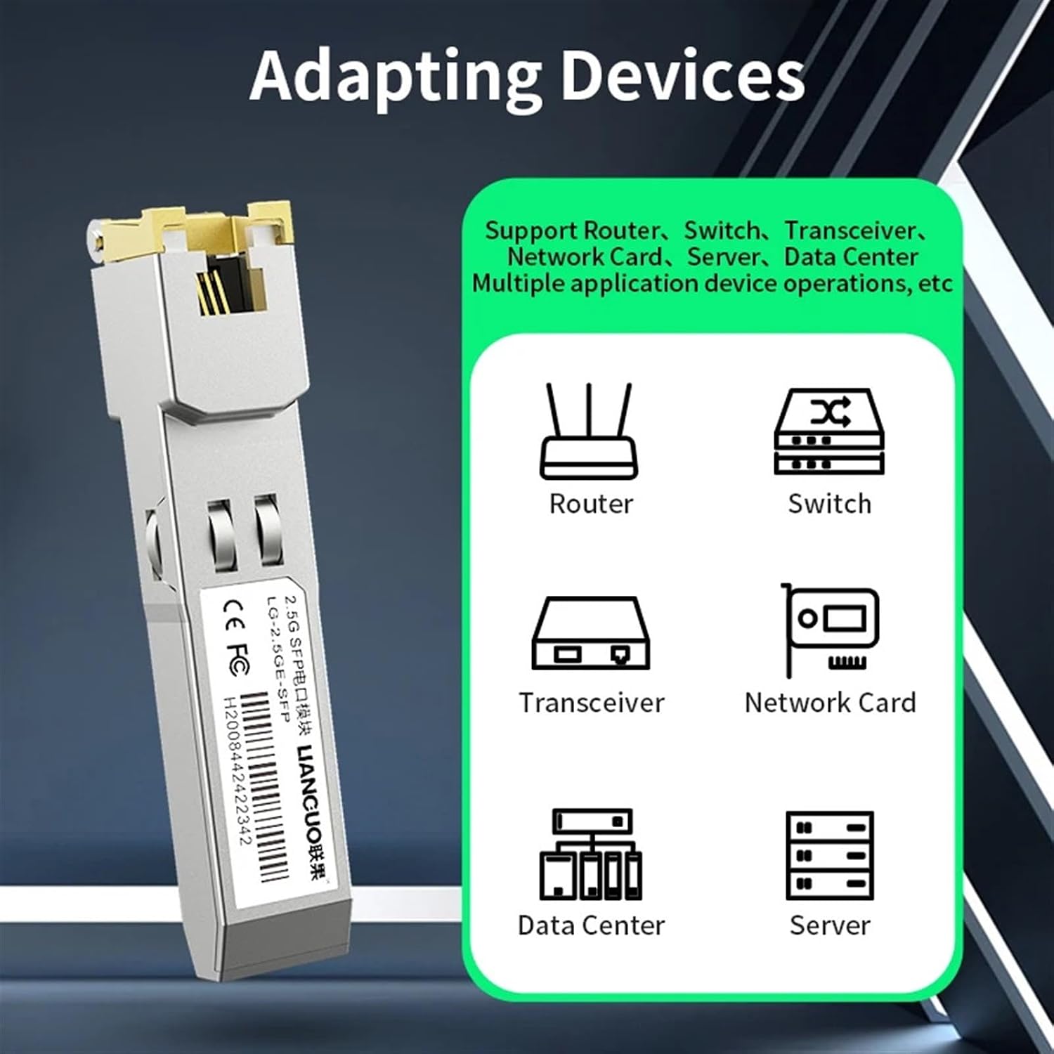 Diagram showing various devices compatible with the SFP module