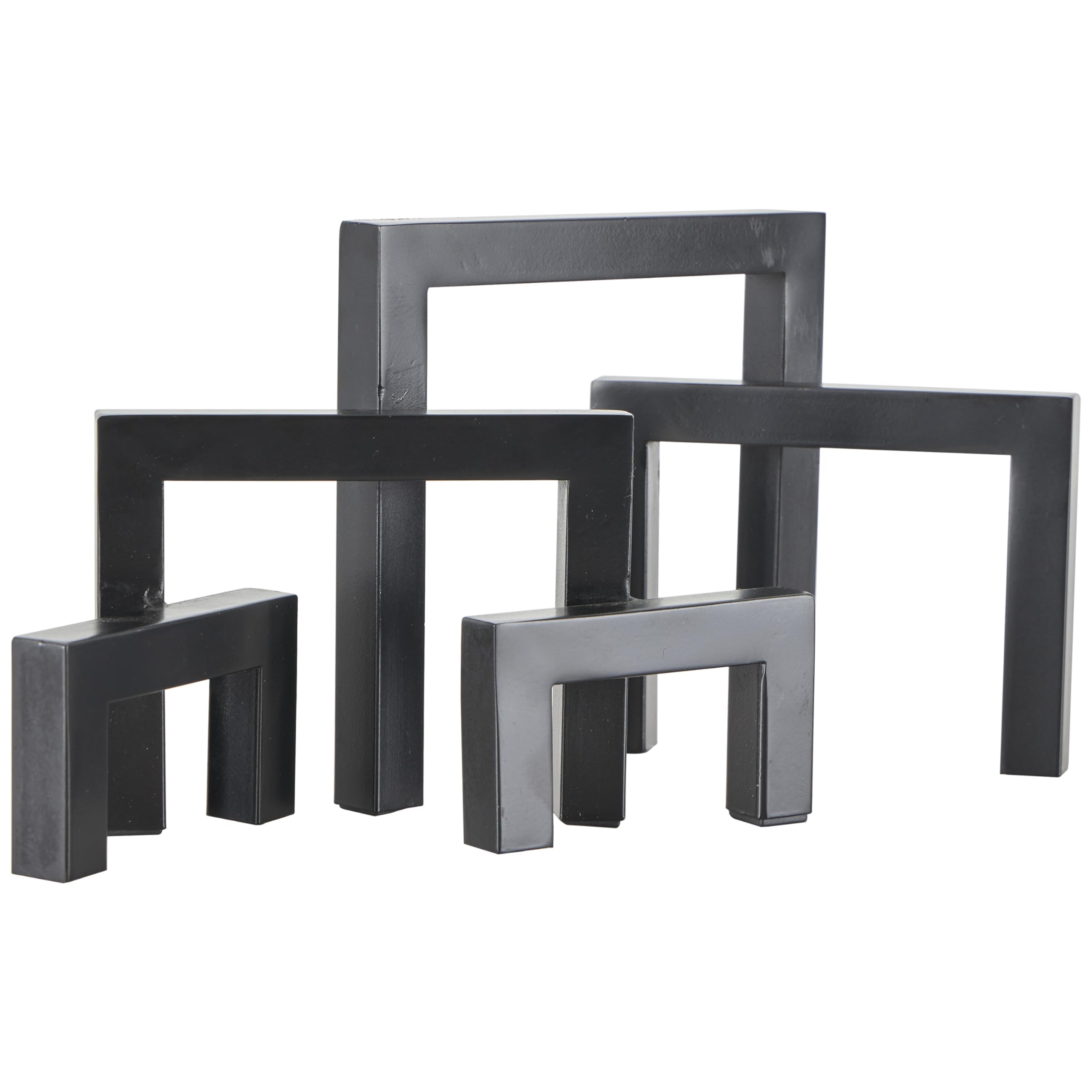 Deco 79 Geometrische dekorative Skulptur aus Metall, abstrakt, quadratisch, gewölbt, Heimdekoration, Akzentfigur, 33 x 12,7 x 17,8 cm, Schwarz