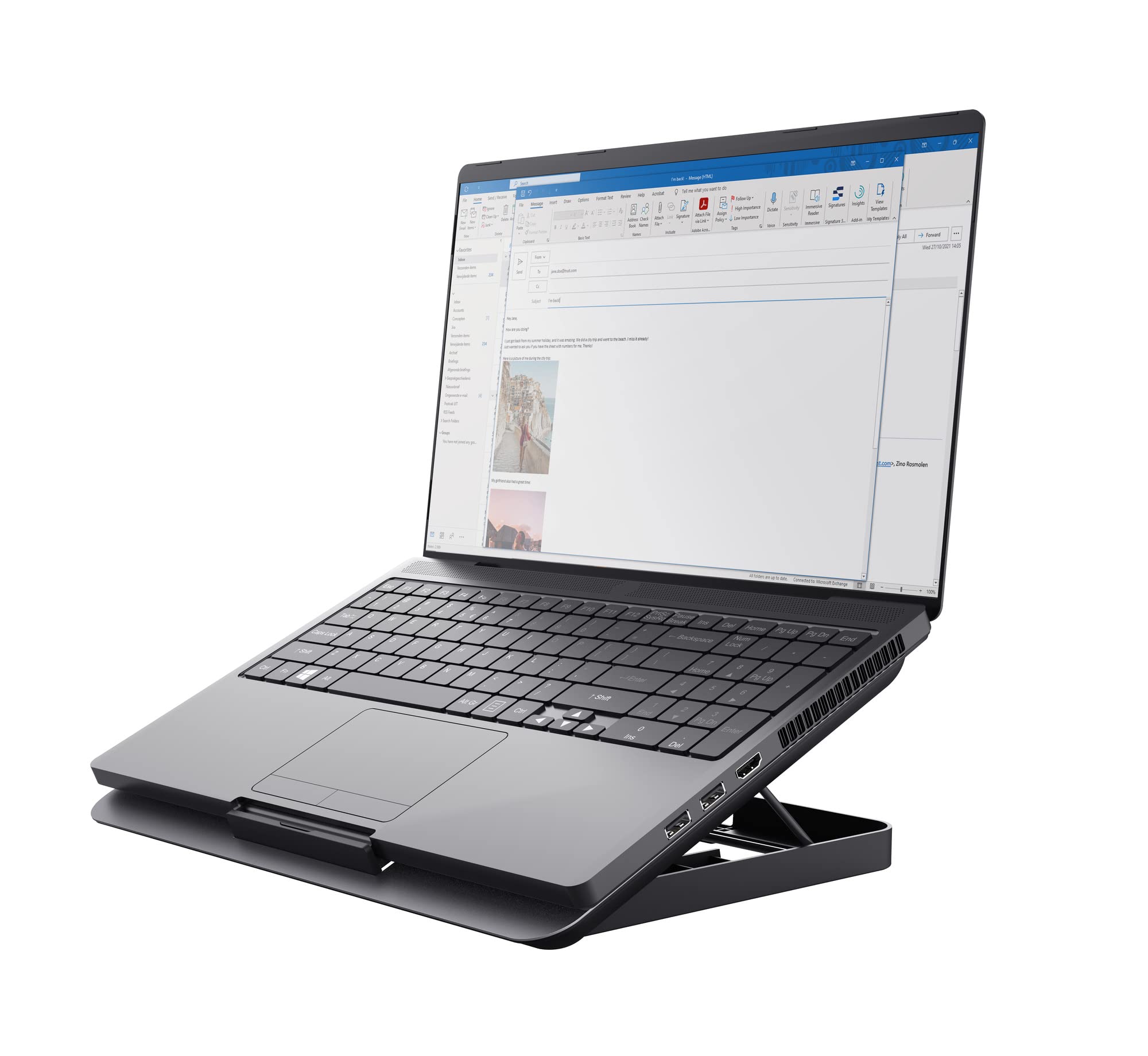 Trust Exto Stojak na laptopa 40.6 cm, zrównoważona podkładka chłodząca, riser z wentylatorem USB i regulowaną wysokością, 8 poziomów, wykonany z materiałów pochodzących z recyklingu, wentylowany