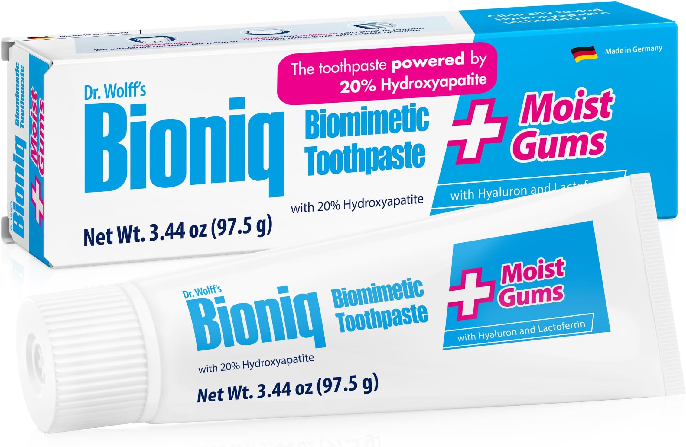 Bioniq Plus+ Gum Formula - 20% Hydroxyapatite Toothpaste, bioHAP and Fluoride Free Toothpaste for Daily Use, Clinically Tested - Our Expert for Enamel and Gum Care - 1 x 3.44 Oz