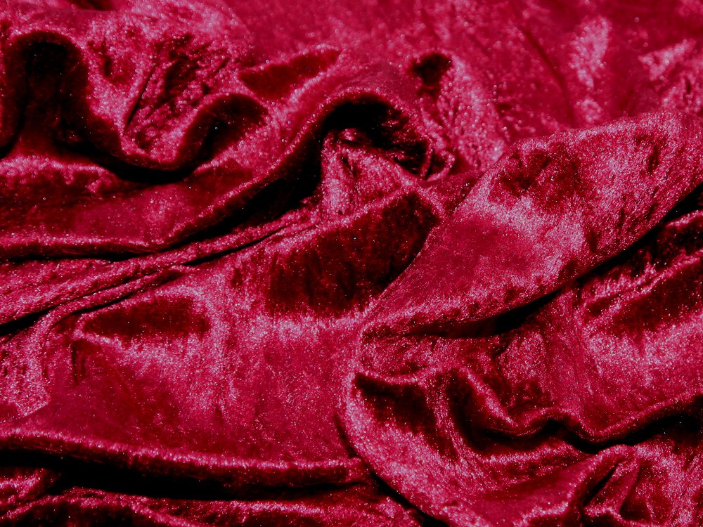 Red Wine Crushed Velour Velvet Fabric Remnant - 140Cm Wide X 1.40 Metres