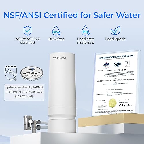 Miniatura 3 de Waterdrop Filtro de agua para encimera, sistema de ultra filtración de 4000 galones y recordatorio de vida del filtro, filtro de repuesto Waterdrop