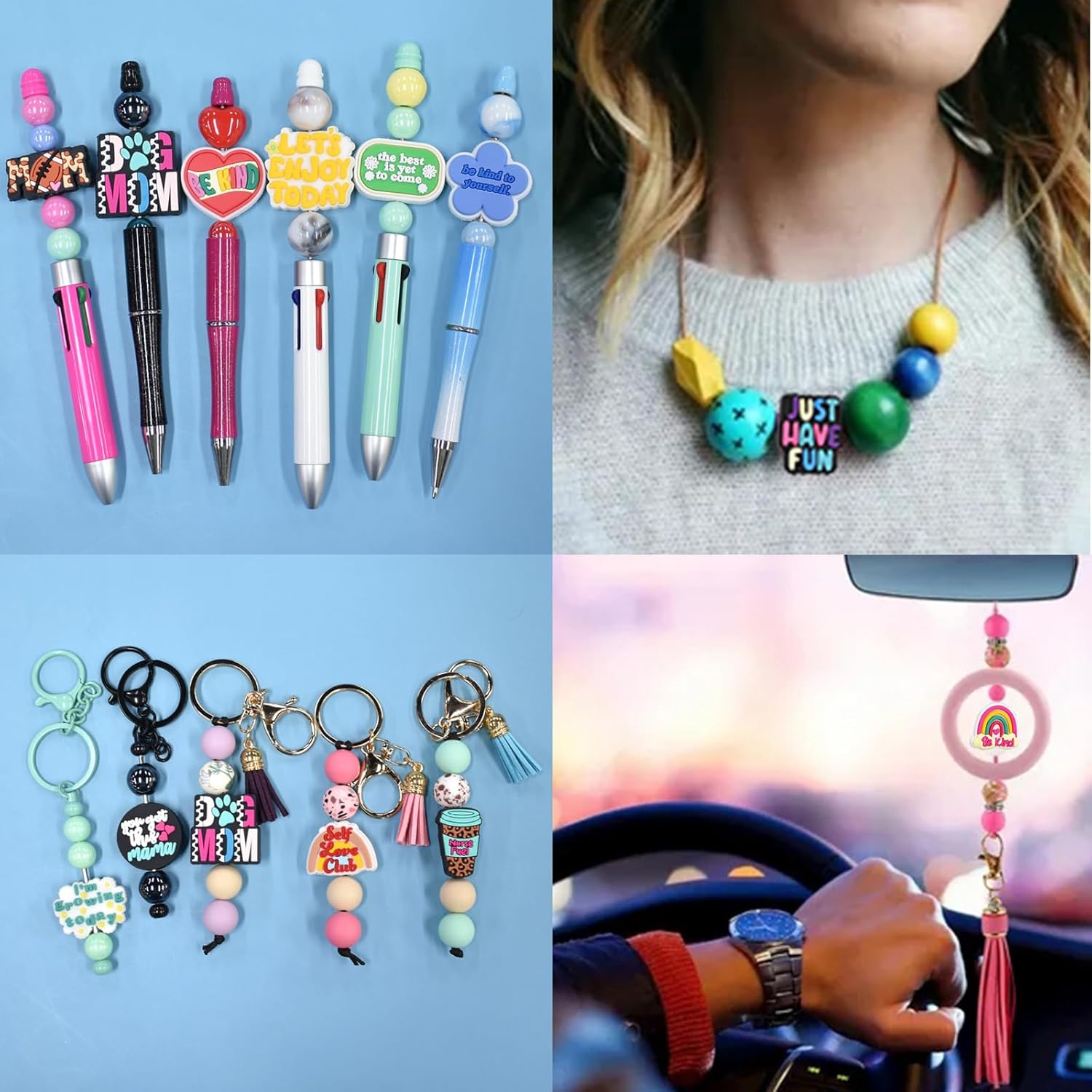 Focal Beads,Silicone Focal Beads for Pens Random Different 30 PCS Phrase Mama MOM Blessed Silicone Bead Bulk Keychains Jewelry Making - Image 5