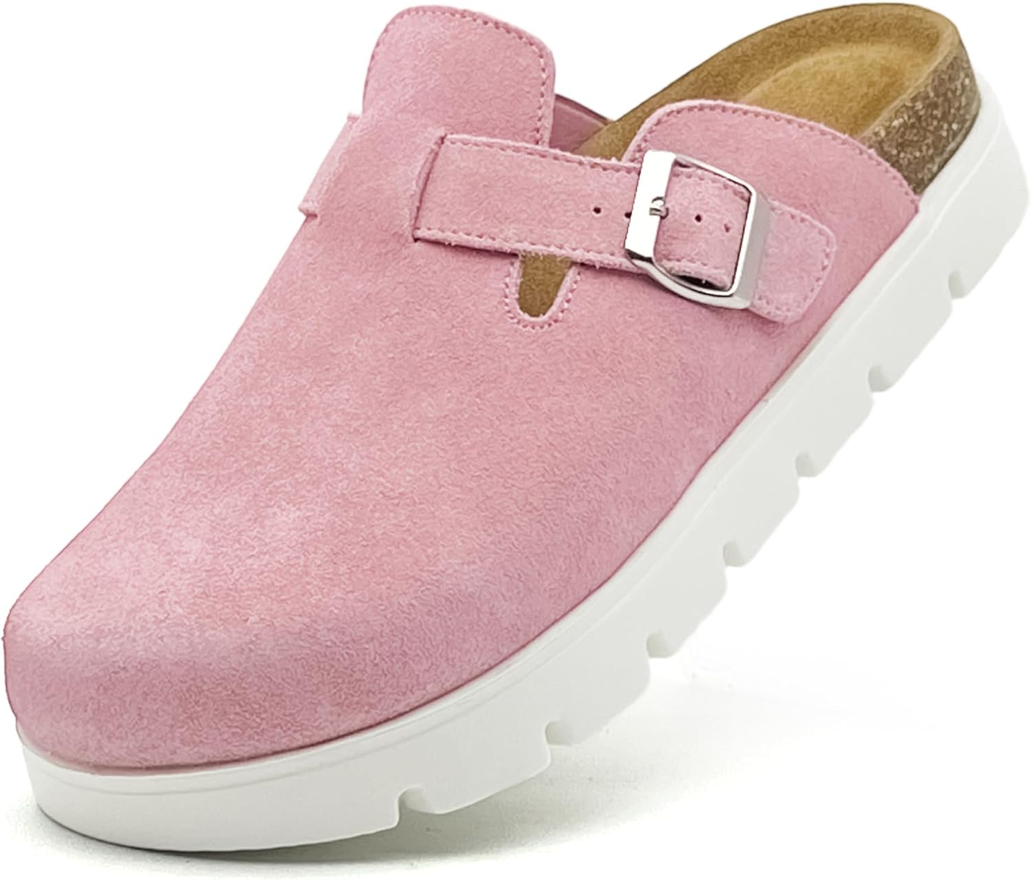 100% Genuine Leather Platform Clogs for Kids Memory Foam Insole Arch Support Non-Slip Mules & Sandals for Girls & Boys Indoor Outdoor Cute Slippers Classic Adjustable Buckle
