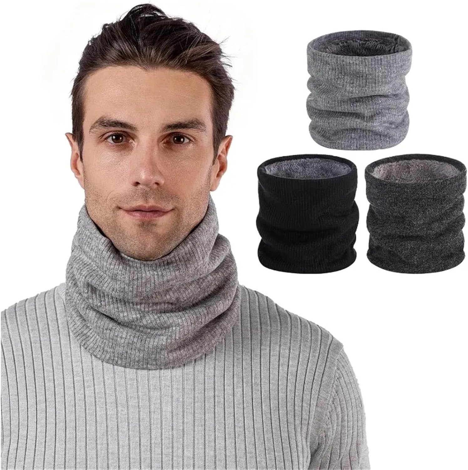 Winter Neck Gaiter 4 PCS Warmer Men Ski Face Scarf Women Fleece Thick Windproof Scarve