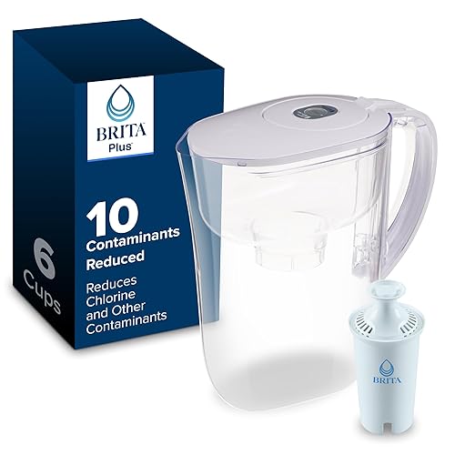 Brita Jarra pequeña con filtro de agua de 6 tazas, 1 filtro BritaPlus, Metro, transparente (el paquete puede variar)