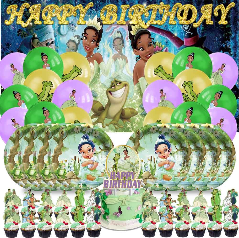 Obussgar Frog Birthday Party DHF10 Decorations - Frog Party Supplies Including Banner Plate Cake Topper Cup Napkin Balloon Tablecloth Frog Party D