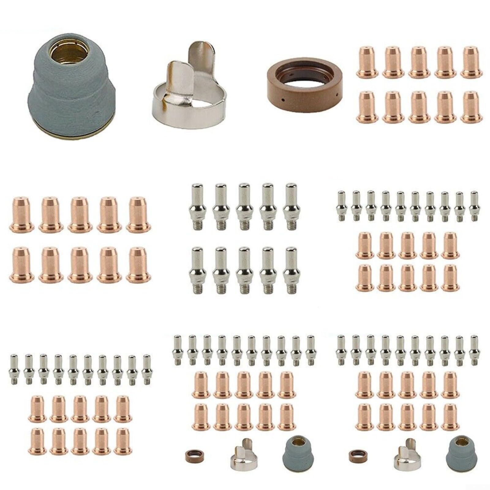 Plasma Cutter Consumables Kit per CUT60, ugelli elettrodi, tappi di protezione, anello girevole, per parti di ricambio per bruciatori al plasma, parti di usura 0,9 mm/1,1 mm (kit da 23 pezzi da 0,9 mm