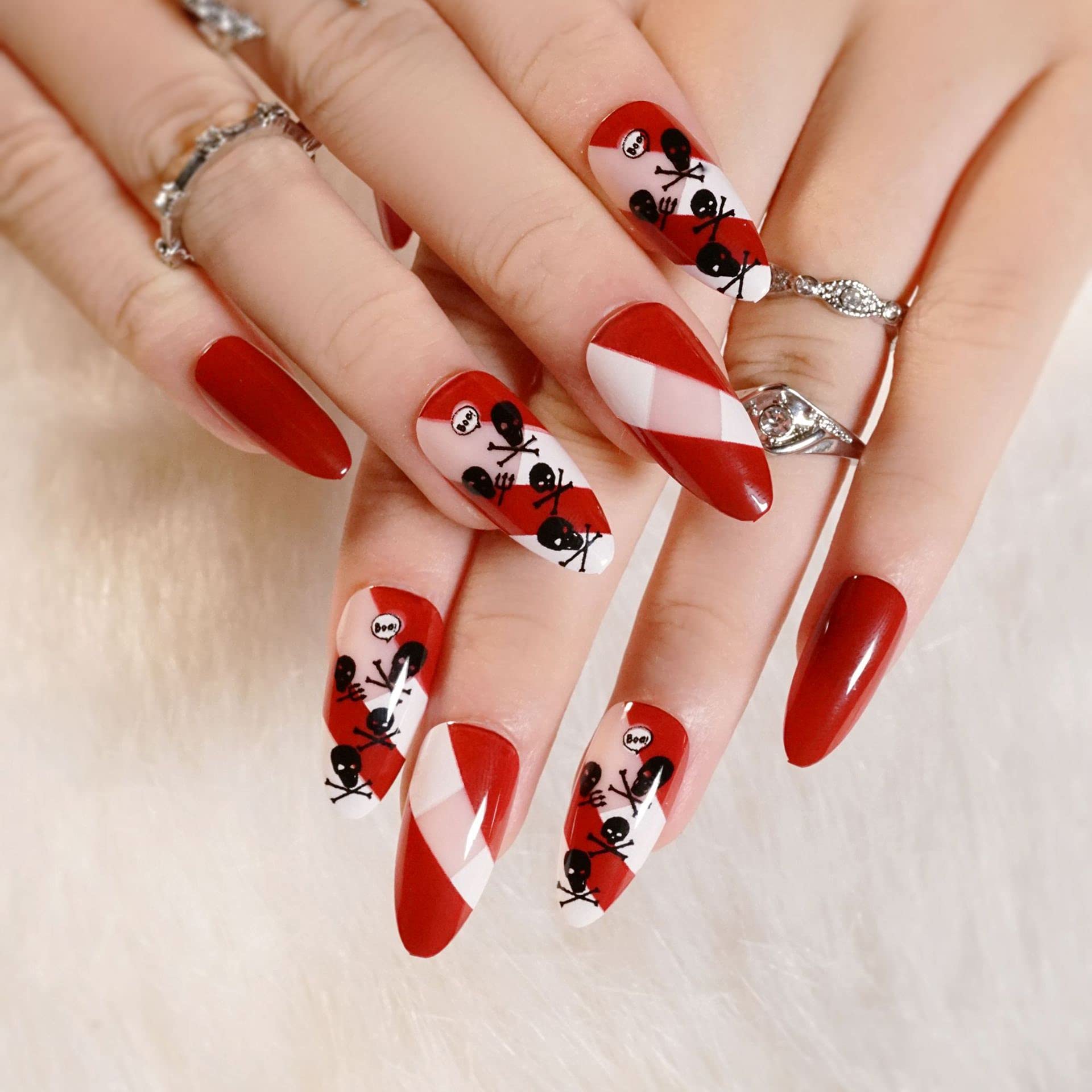 AKAZI Bling Press on Nails, uñas postizas con Acabado Reutilizable de Lujo, Arte de uñas Hecho a Mano con diseño de manicurista con Licencia (K) (N)