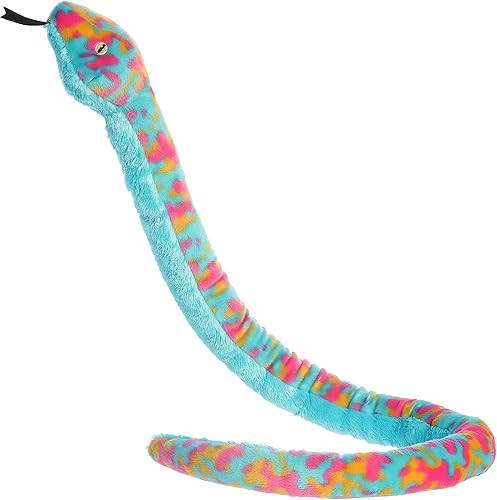 Aurora® Playful Snake - Animal de peluche colorido de serpiente teñido anudado, realista, diversión versátil, color azul, 50 pulgadas