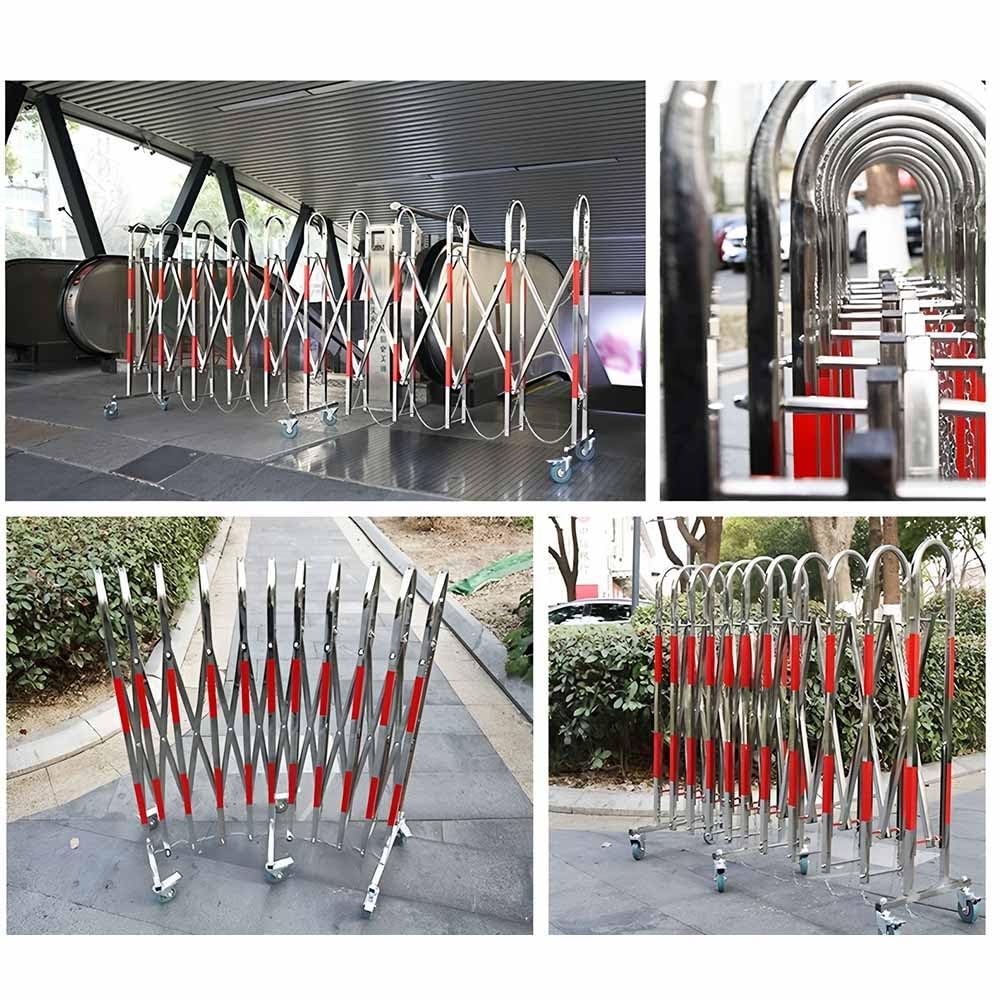 Barrera de tráfico retráctil - Barrera móvil Extensible con Ruedas para Control de Acceso de vehículos y Obras - 1,2 x 3 m (3,9 x 9,8 pies) Solución de Seguridad Vial