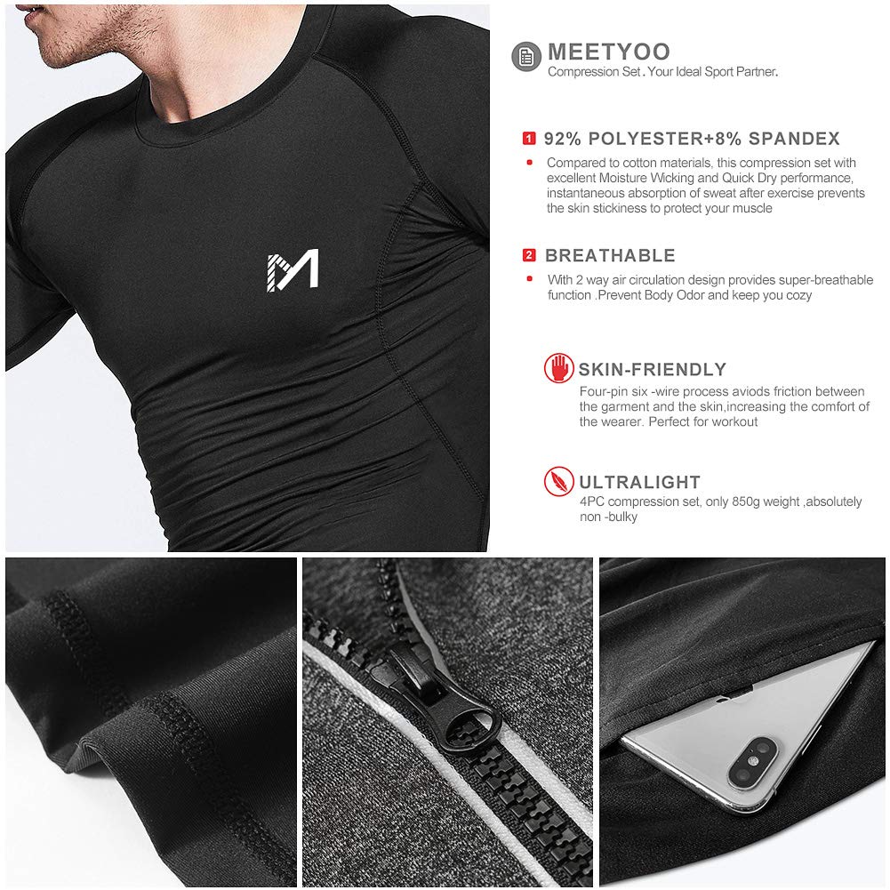 MEETYOO Kompressionsshirt Herren Set Kompressionsshirt Herren Set Hombre
