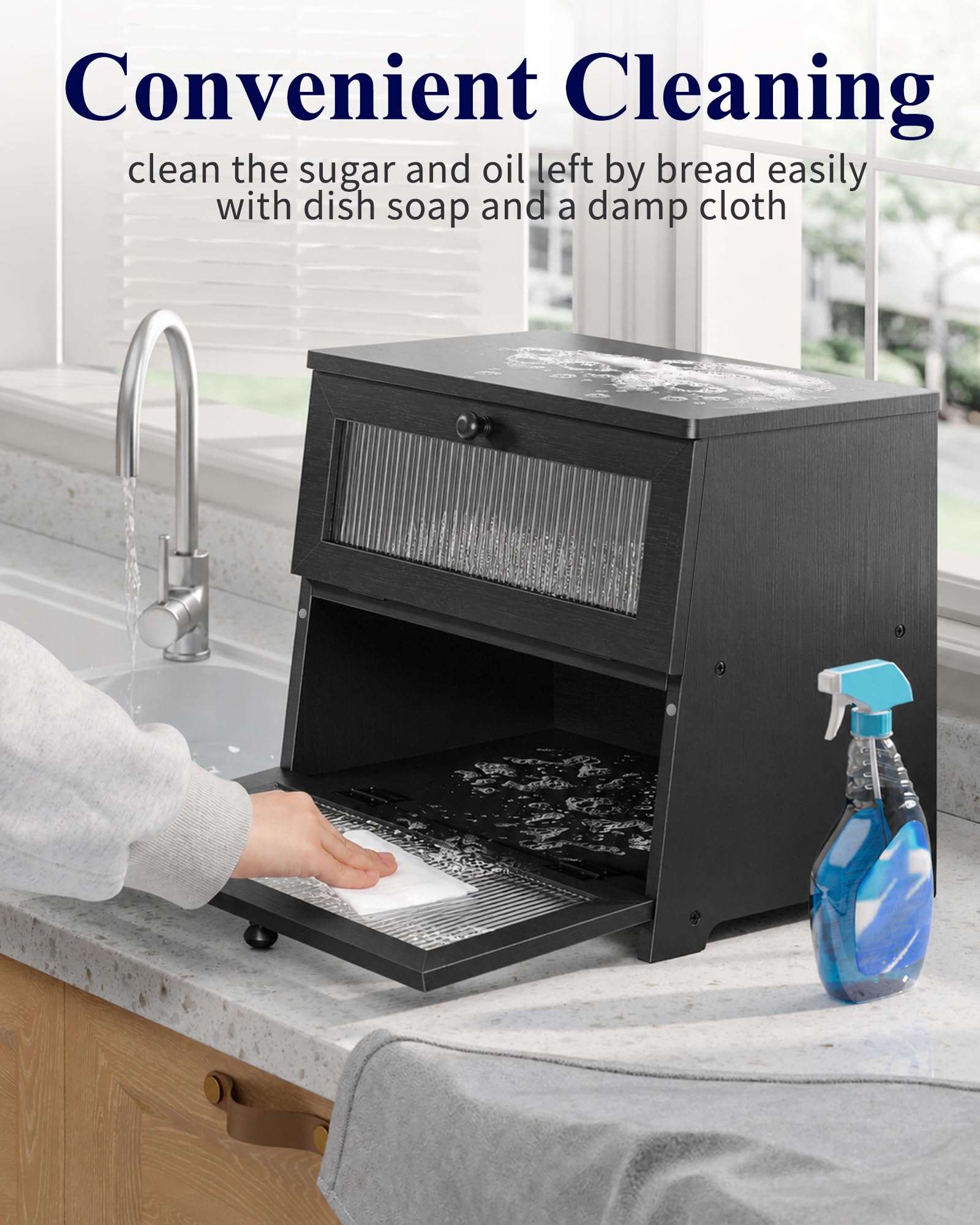 Kitsure Panera para encimera de cocina, panera grande, color negro, 2 niveles