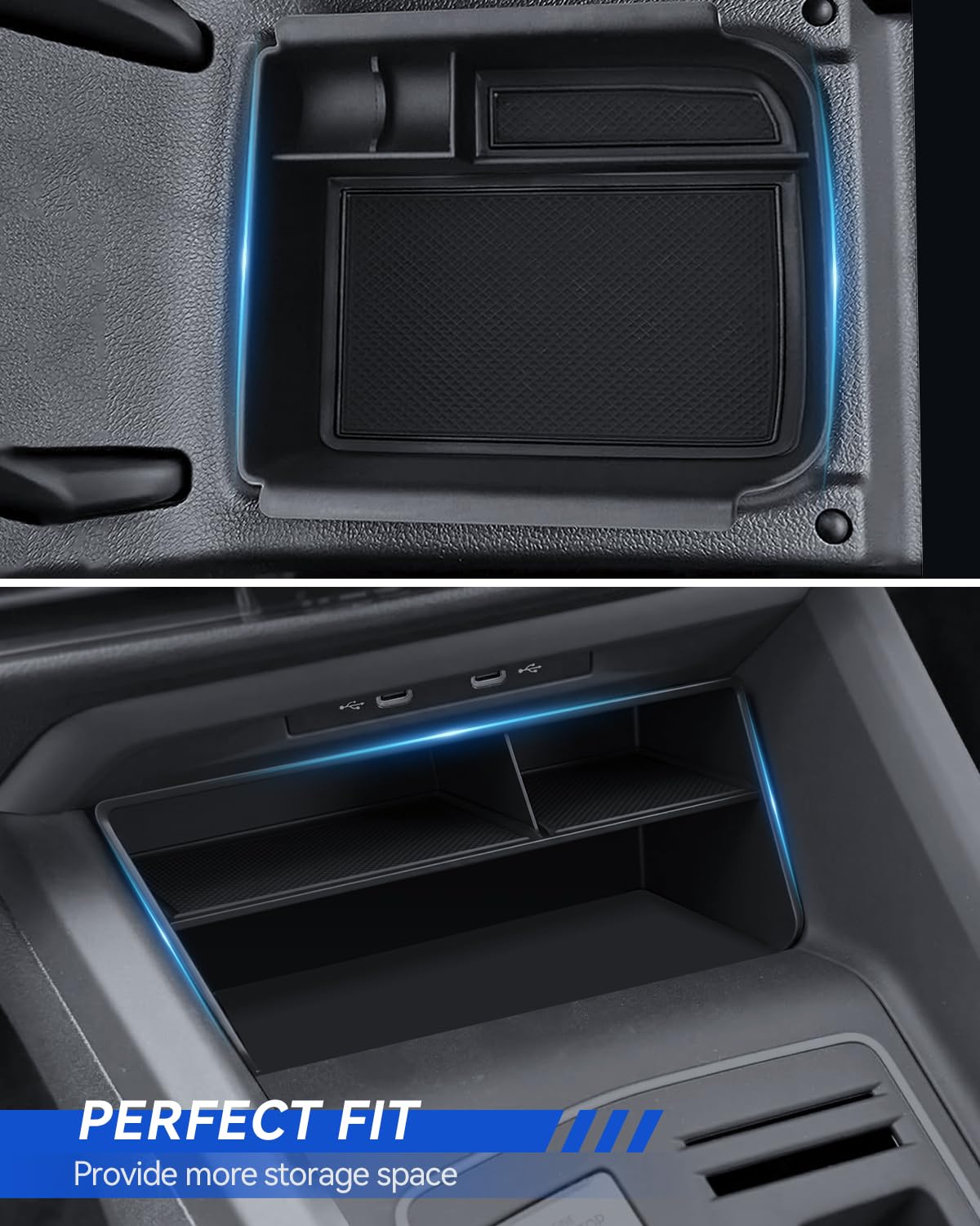 Set di 2 organizzatori per VW Golf 8.5 8 2020 – 2025, contenitore per braccioli + organizer per console centrale, VW Golf GTI, GTE, bracciolo centrale R-Line, accessori per vano portaoggetti, in