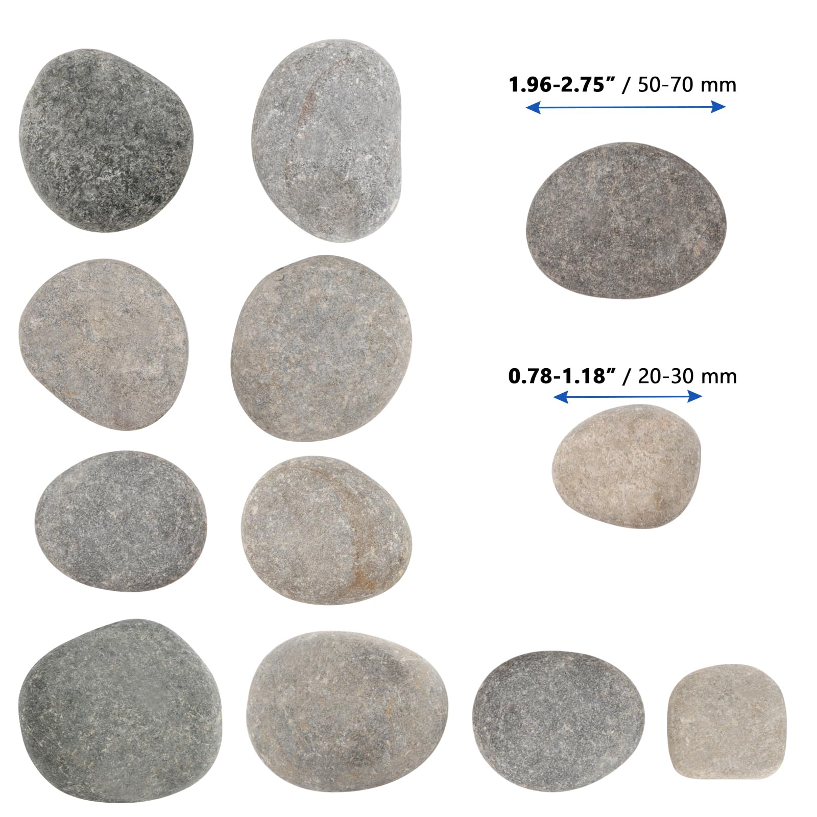 MANCHAP 60 PCS 2 Sizes River Rocks Stones, 5-7cm & 2-3cm Painting Pebbles, Rock Painting Craft Rocks for Arts Crafts - Image 2