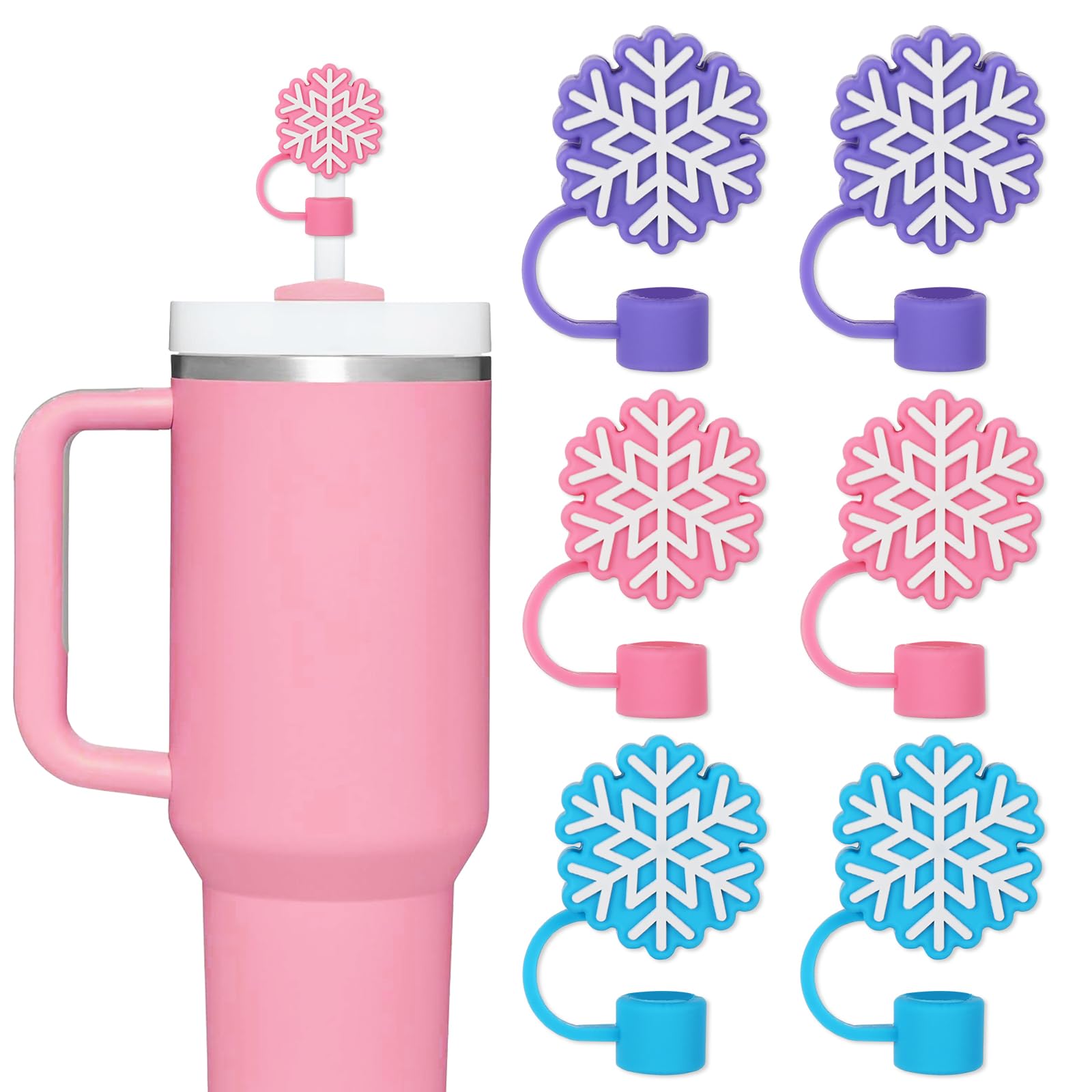 Capuchon de paille hiver réutilisable en silicone lavable - Lot de 6