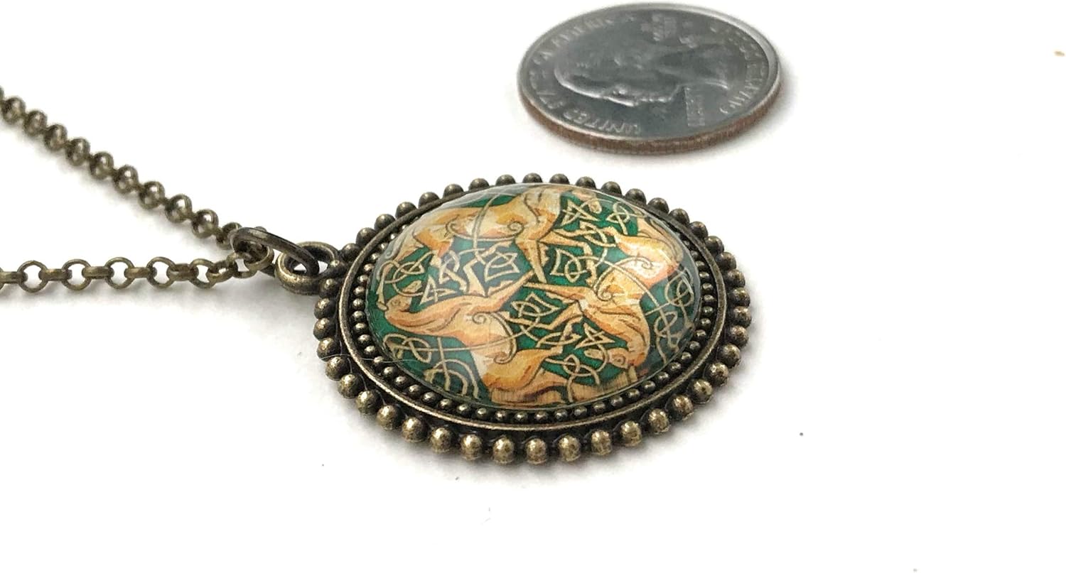 Fern & Filigree Celtic Horse Necklace for Women - Three Horses with Celtic Knot - Green Pendant - Image 3