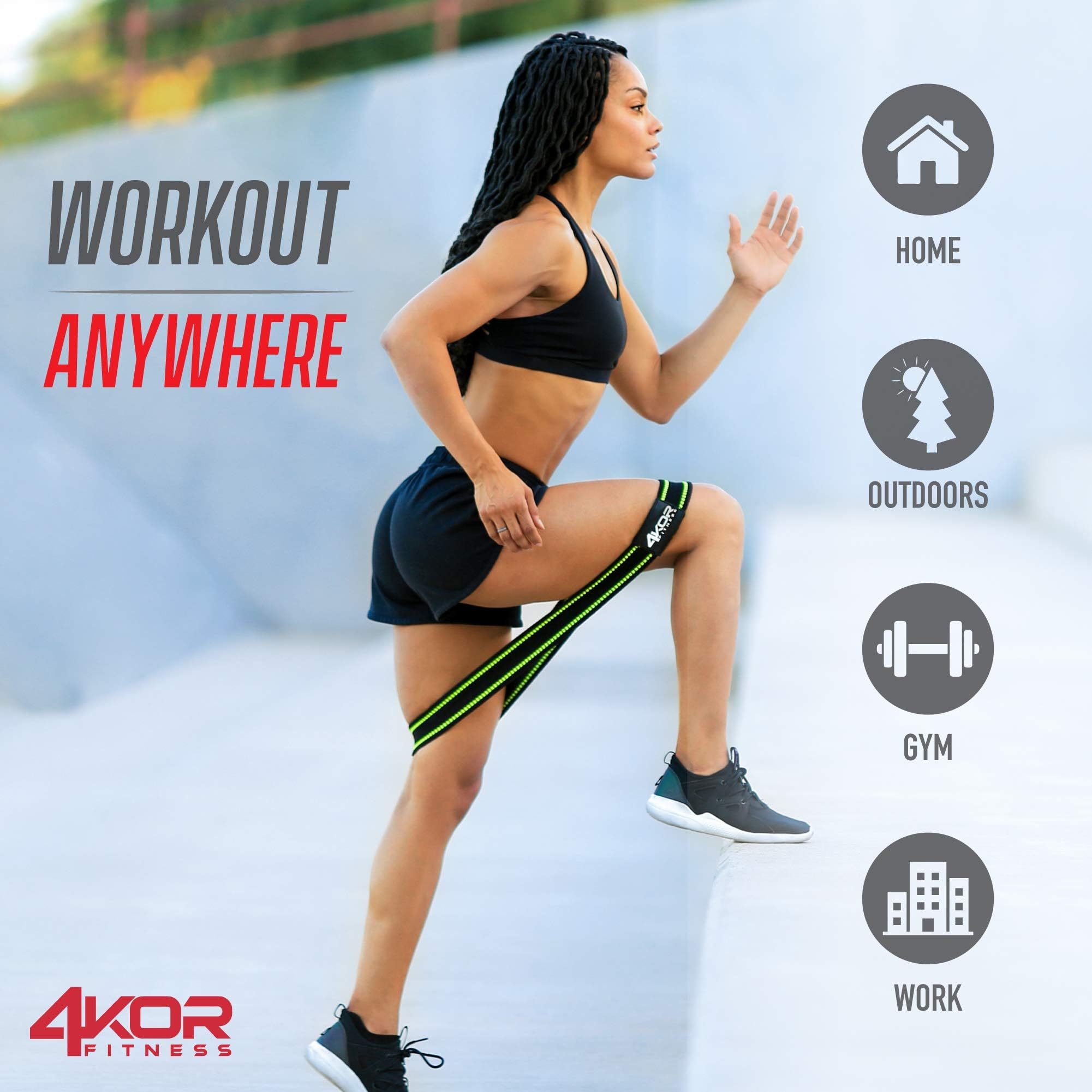 Resistance Loop Band Set by 4KOR Fitness, Perfect for Crossfit, Yoga, Physical Therapy, and Booty Building