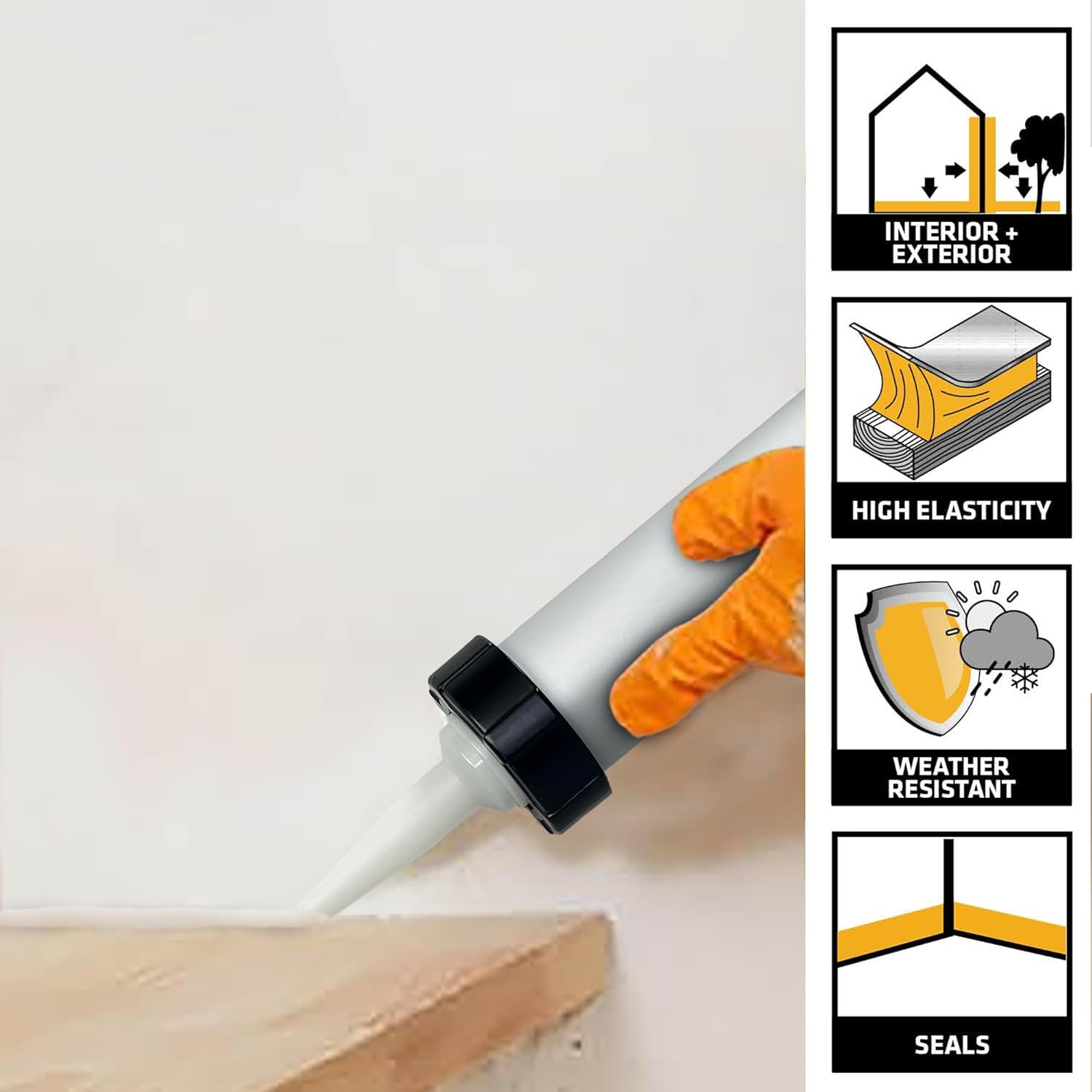 Sikaflex 1a 20 oz Sausage with AWF PRO Gloves – White, Pack of 10 – Non Sag, Polyurethane Concrete and Masonry Joint Sealant for Vertical and Horizontal Joints