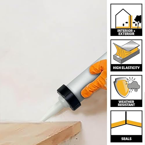 Miniatura 7 de AWF PRO Sikaflex 1a Kit - Sellador de hormigón y mampostería de poliuretano de un componente, flexible, no se hunde, para superficies verticales y