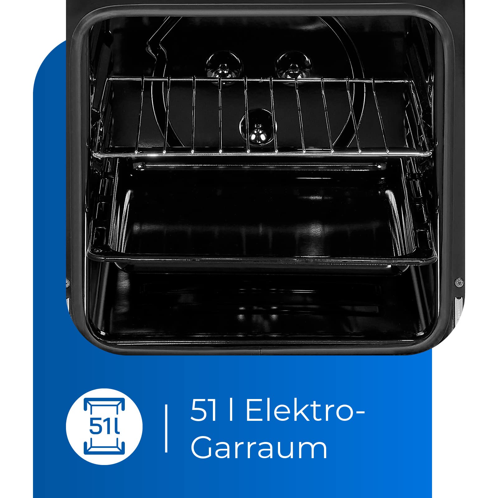 Exquisit Gasherd TGE 57-4 | Gas-Standherd | Gaskochfeld | 50 Liter Elektro-Garraum | weiß | 4 Kochstellen | Drehknöpfe | Herd