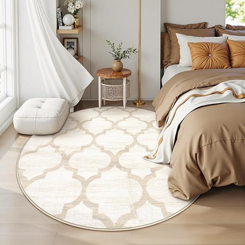 Miniatura 4 de Lahome Alfombras Redondas Marroquíes - 4x4 Lavables Antideslizantes Pequeña Alfombra de Área Redonda Suave Alfombras Circulares para Dormitorio