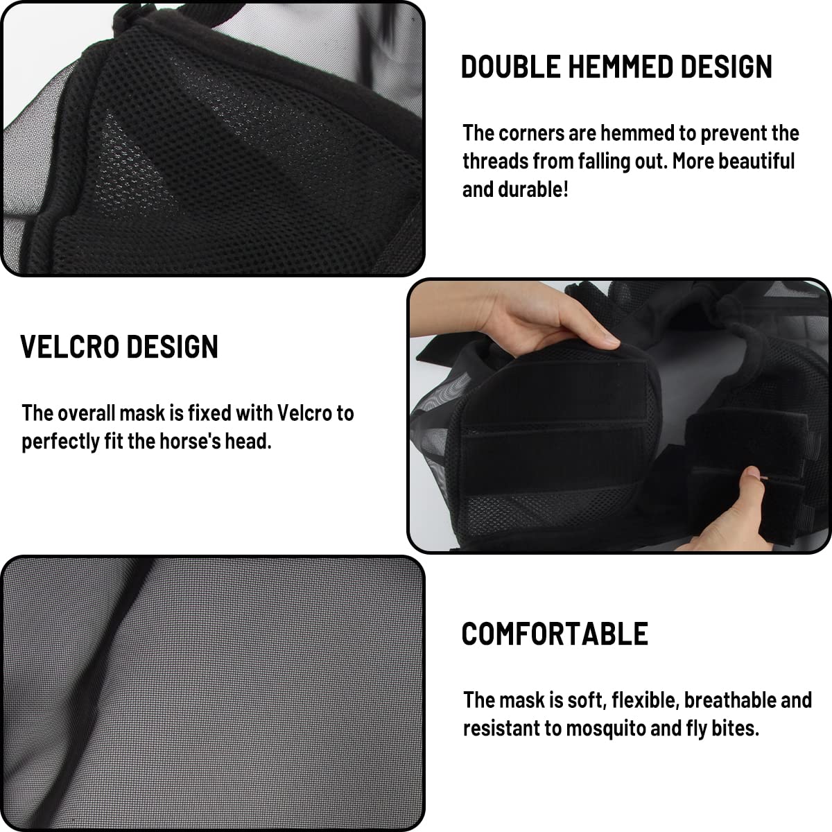 Maschera Antimosche Per Cavalli Hillylolly - Protezione UV, Con Orecchie E Naso, Taglia L - Foto 8