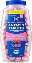 berkley jensen Extra Strength Antacid Tablets Chewable - 1000mg Calcium Carbonate Antacids for Heartburn, Acid Indigestion, Upset Stomach Relief - Assorted Berry Flavor - 265 Count (Pack of 1)
