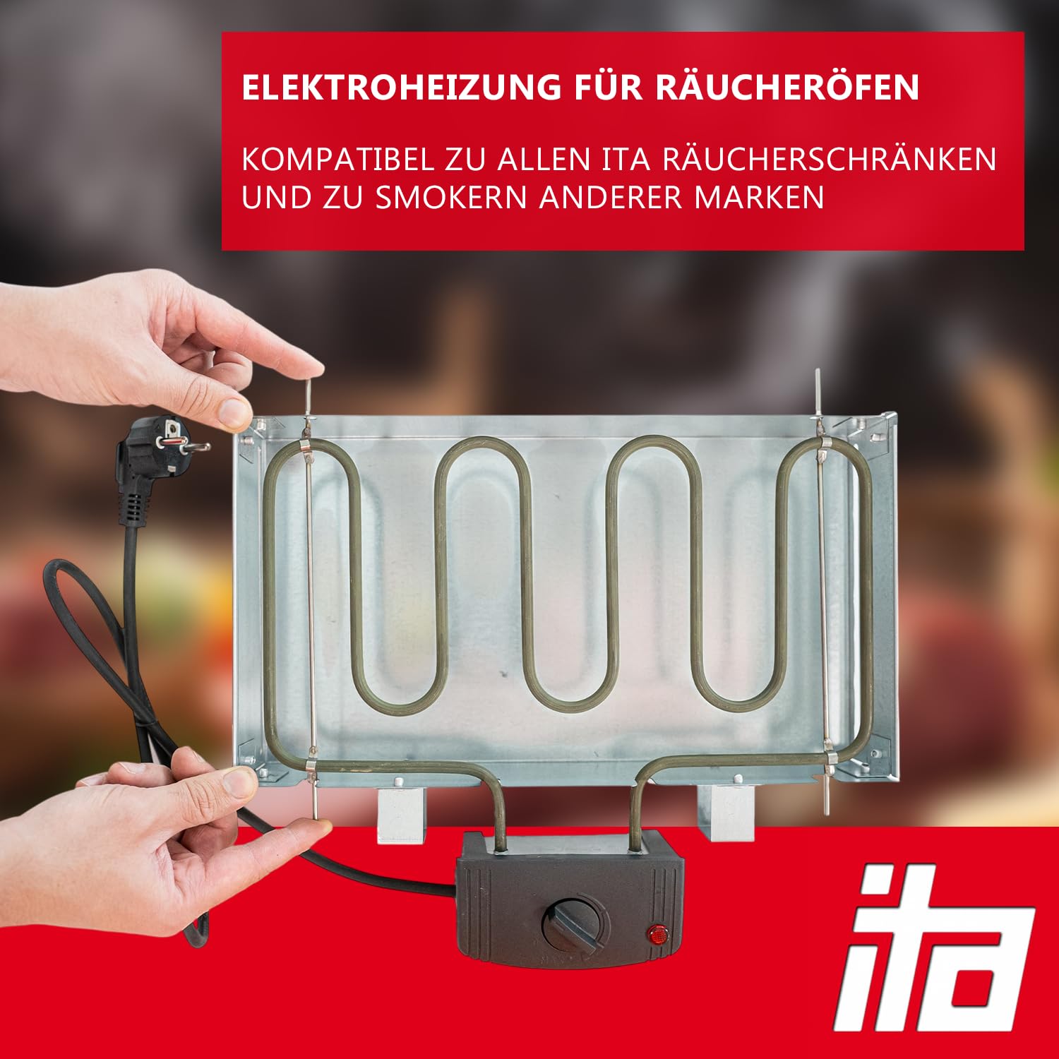 ITA Elektryczny element grzejnika wędzarniczego 2000 W - uniwersalna cewka grzewcza do szafek dla palących i wędzarni - stal