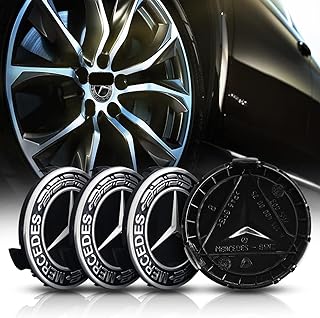 4 pièces Cache Moyeux pour Mercedes-Benz 75mm Cache Moyeu Aluminium+ABS Cache de Roue Centrale ABS Accessoires de Voiture