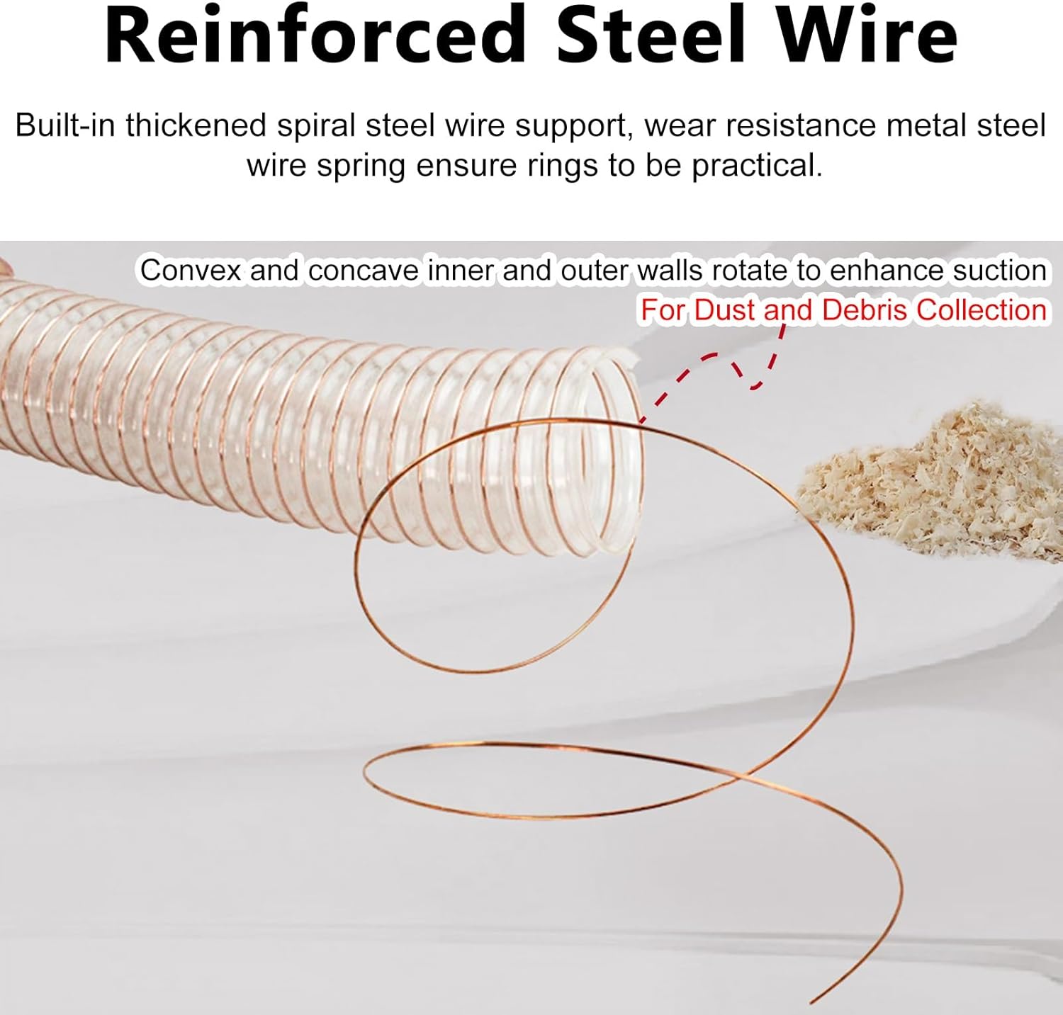 Vacuum Hose for Dust Collector, 24 20 18 16 15 14 13 12 11 10 9 8 7 6 5 4 3 2 1 Inch Ducting Pipe for Fume Extraction/Wood Chip Saw with Steel Wire, Ac Duct Replacement(Dia 240mm(9 4/9 in))
