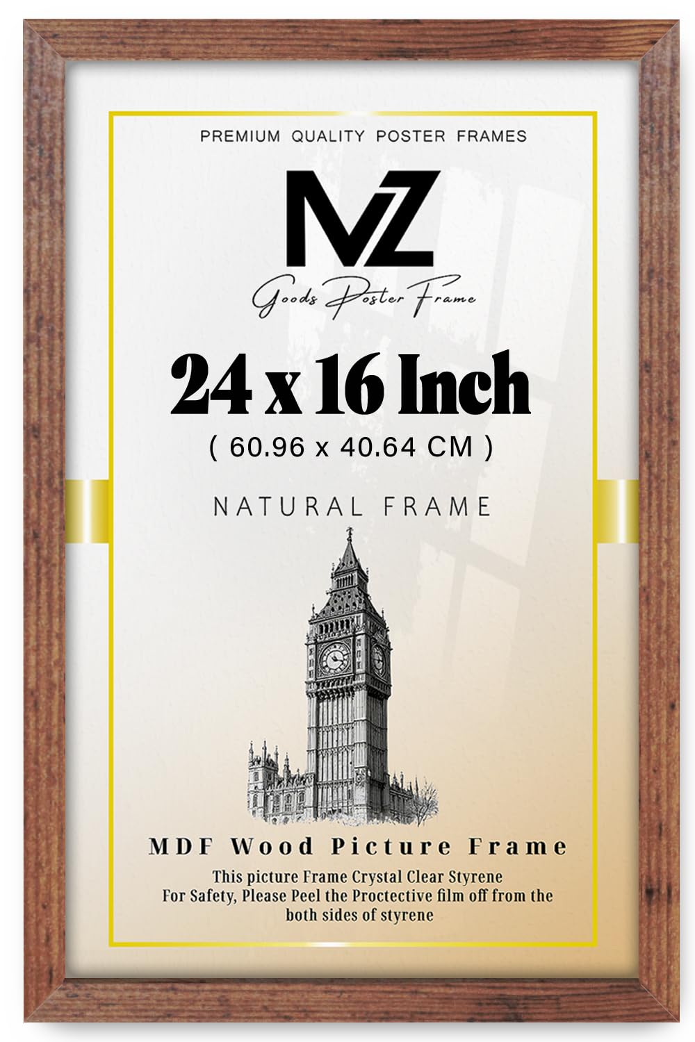 MZ GOODS | Eton Wood 609.6 x 406.4 mm Frames - Medium Rustic 24" x 16" Perfect for Home, Office, (60.96 x 40.64 CM) [ Rustic ]