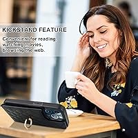 Vista 6 de Folosu Funda compatible con iPhone 13 Pro Max con soporte para tarjetas, rotación de 360°, soporte de anillo de dedo con función atril, bloqueo Negro