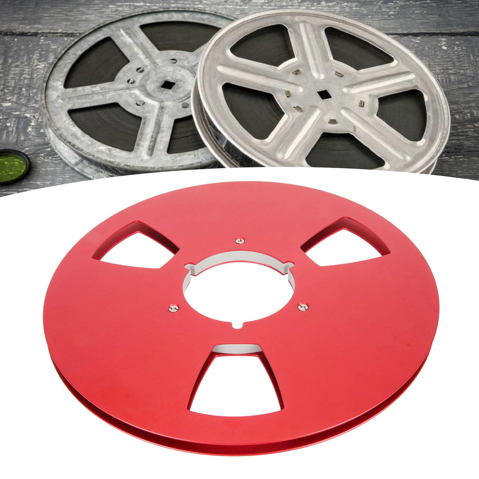 10 Zoll 1/4 Zoll Leere Bandspule für den Austausch Aller Offenen Spulenmaschinen, 3 Windwiderstandslöcher, Aufwickelspule aus Aluminiumlegierung für Aufnahmen, Professionelle (Rot)