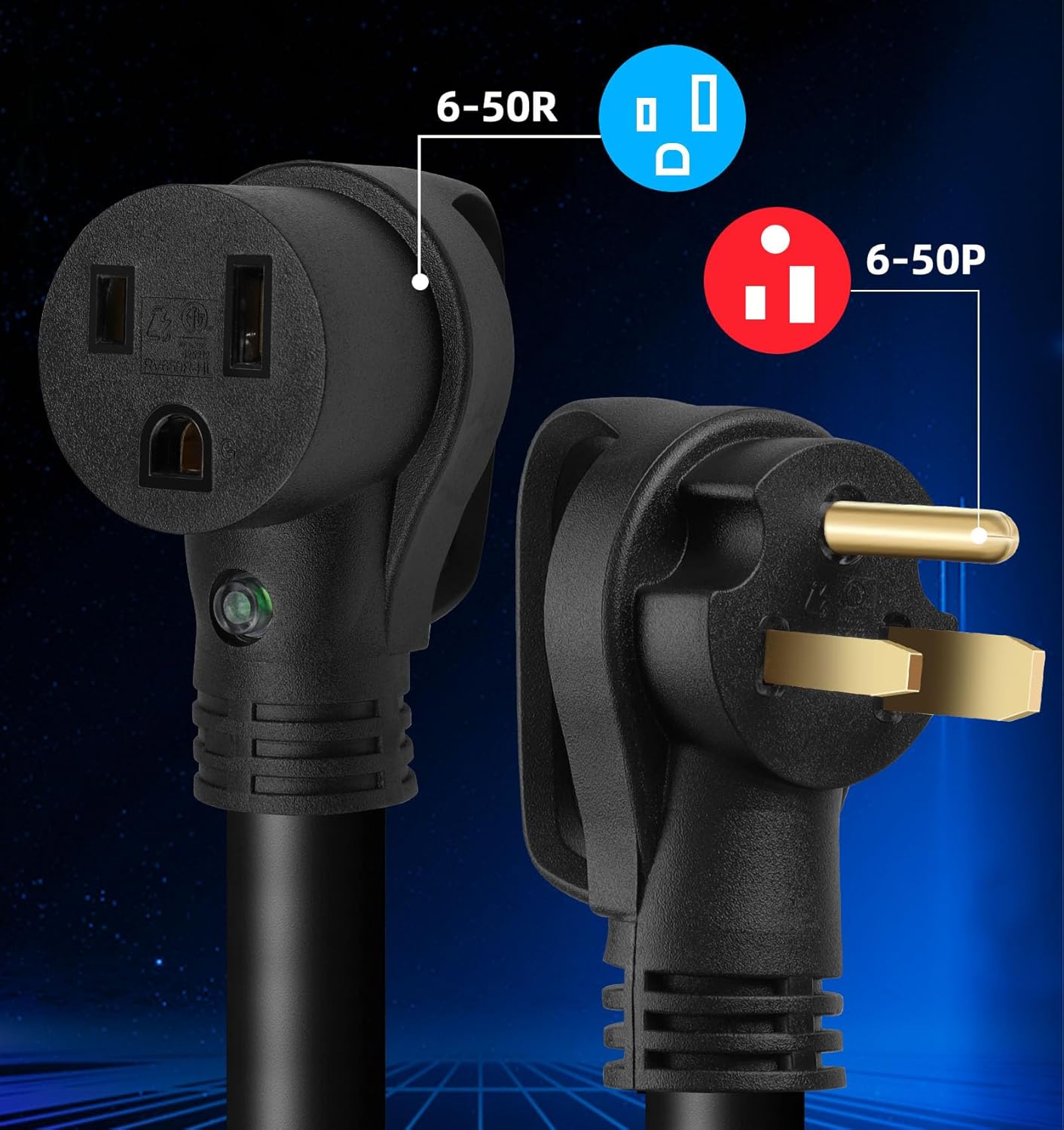 Welder Extension Cord 6 AWG 6/3 SOOW Cord,50 Amp Welding Power Extension 250V NEMA 6-50 Heavy Duty Welding Cable for MIG/TIG/Stick Welder Machine,Plasma Cutter,Car Charger Industrial Outdoor-15ft